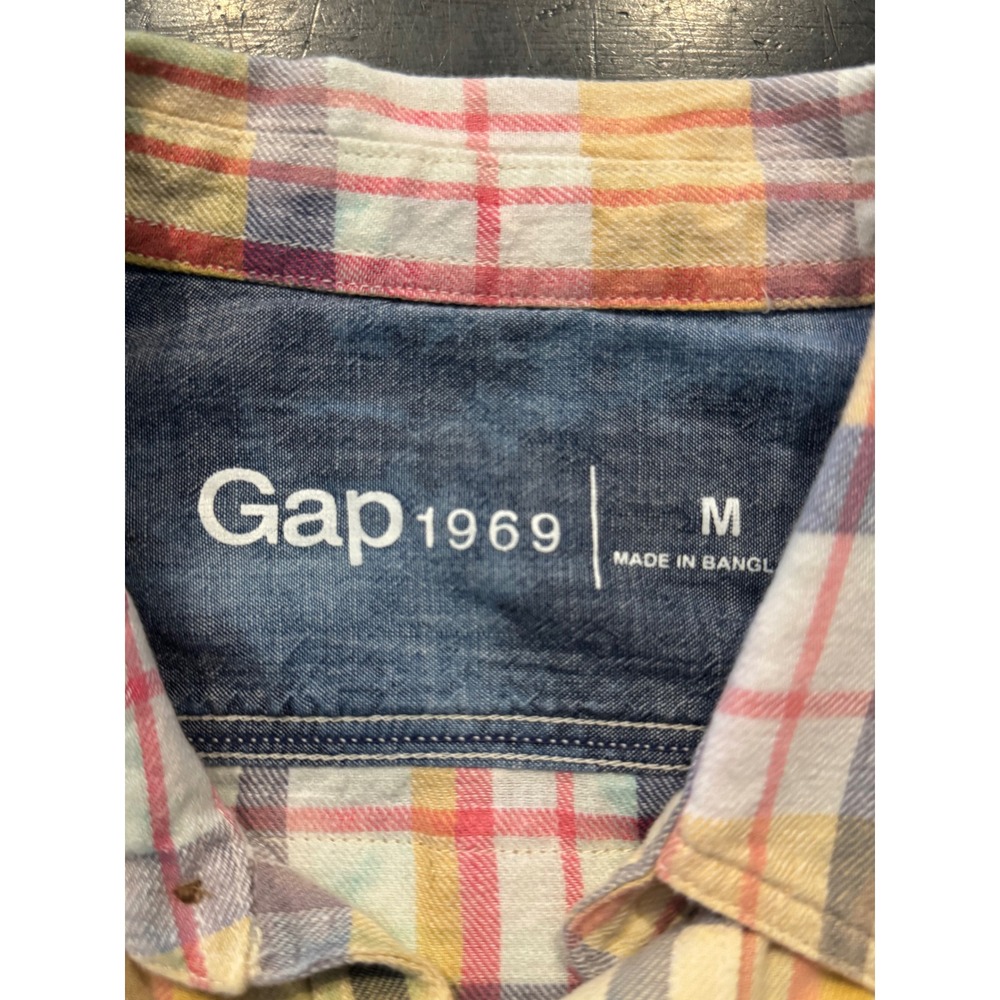 Plaid Button-Up Flannel Shirt w/ Vintage Safety Match Moth Patch Mens size M - Picture 7 of 7